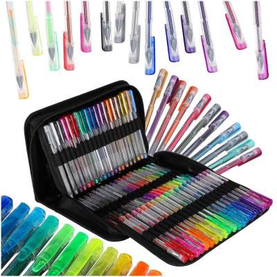 Coloured gel pens in a case 100pcs + 100 caps