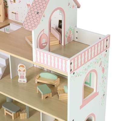 Domek dla lalek drewniany LULILO Peonio 70cm LED róż