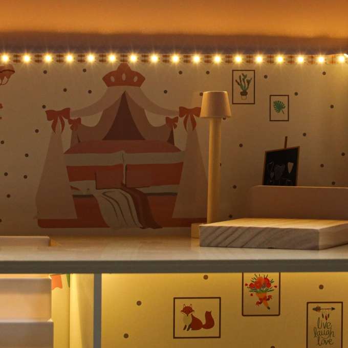 Domek dla lalek drewniany LULILO Peonio 70cm LED róż