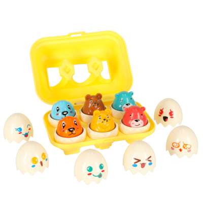 Educational puzzle sorter match shapes eggs montessori animals 6 pcs