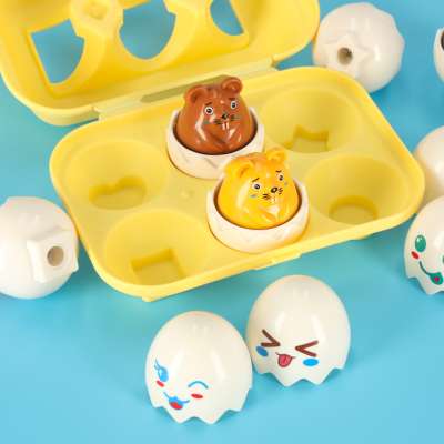 Educational puzzle sorter match shapes eggs montessori animals 6 pcs