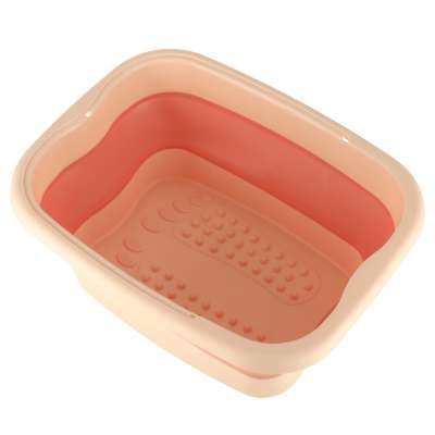 Foldable silicone foot soak bucket with massage bumps