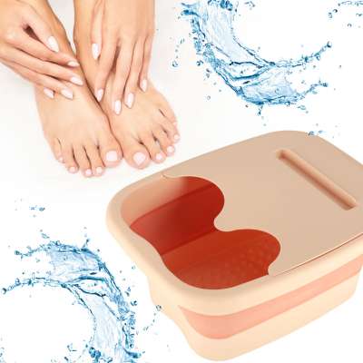 Foldable silicone foot soak bucket with massage bumps