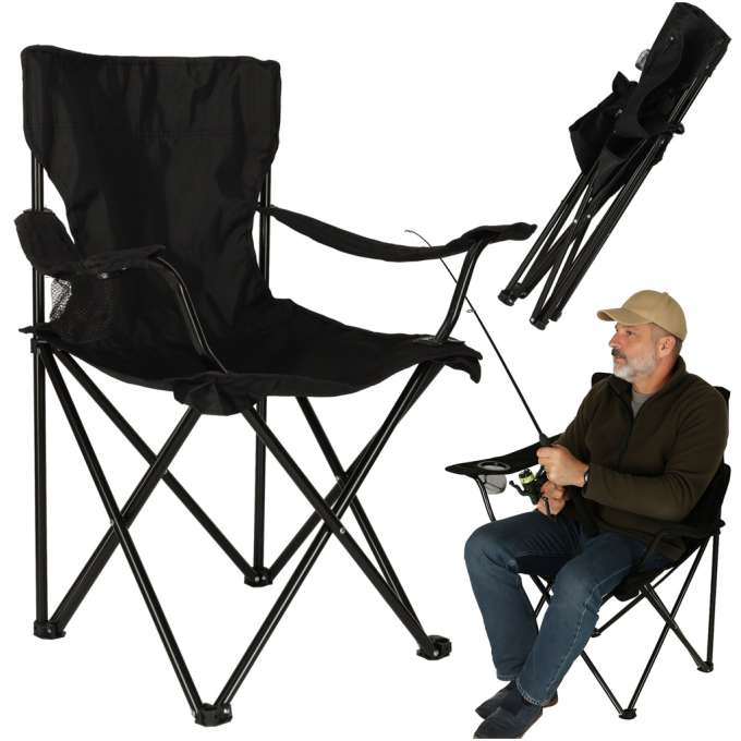 Folding fishing touring chair black