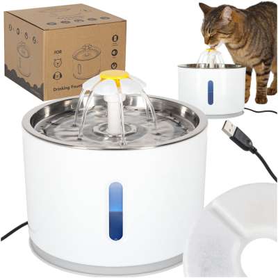 Fountain drinker for dog cat pet automatic LED drinker USB 2,4l cleaning filter