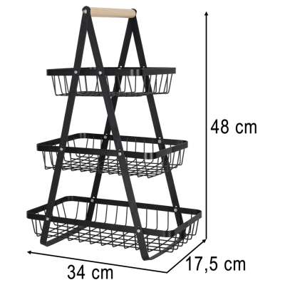 Fruit basket three-tier tier metal wood