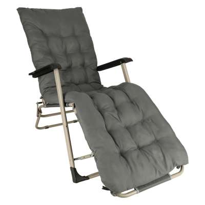 Garden folding lounger with cushion grey