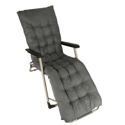 Garden folding lounger with cushion grey
