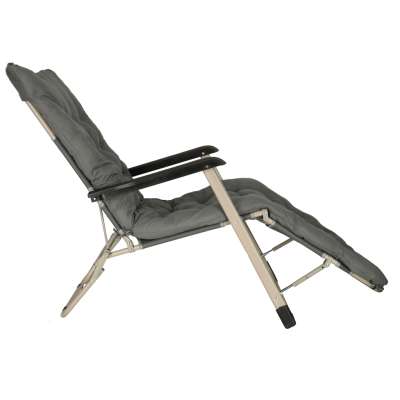 Garden folding lounger with cushion grey