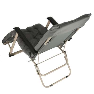 Garden folding lounger with cushion grey