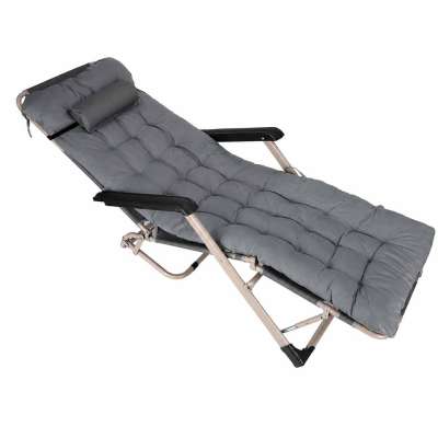 Garden folding lounger with cushion grey