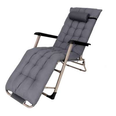 Garden folding lounger with cushion grey