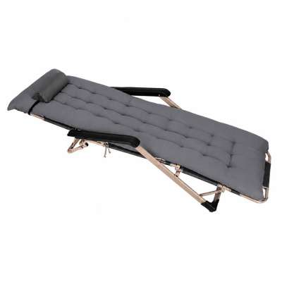 Garden folding lounger with cushion grey