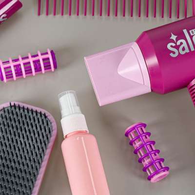 Hairdressing set for children hairdryer straightener 16 items
