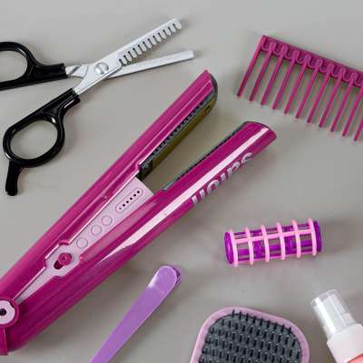 Hairdressing set for children hairdryer straightener 16 items