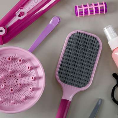 Hairdressing set for children hairdryer straightener 16 items
