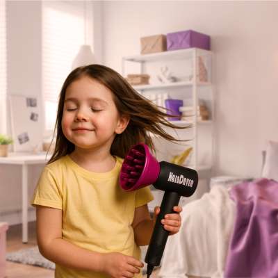 Hairdressing set for children hairdryer straightener 20 items