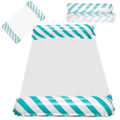 Inflatable beach mattress hammock water lounger chair swimming pool blue