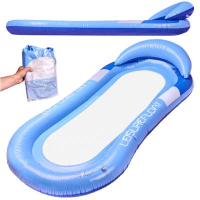 Inflatable beach mattress hammock water lounger chair swimming pool blue