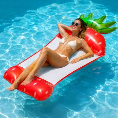 Inflatable beach mattress hammock water lounger chair swimming pool strawberry