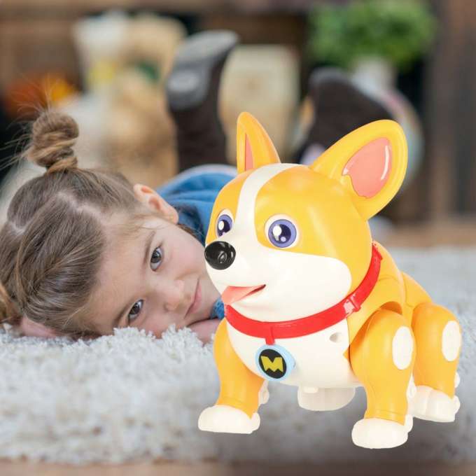 Interactive Corgi dog with glowing ears
