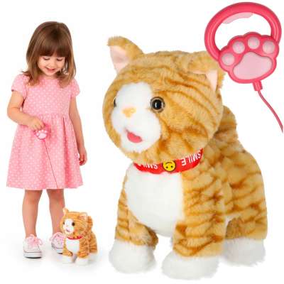 Interactive cat on leash movement sound beige