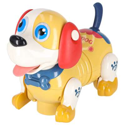Interactive dog with bone responds to touch