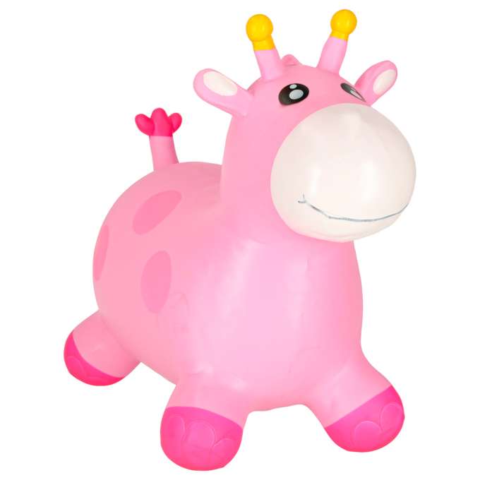 Children's bouncer with a pump pink rubber giraffe