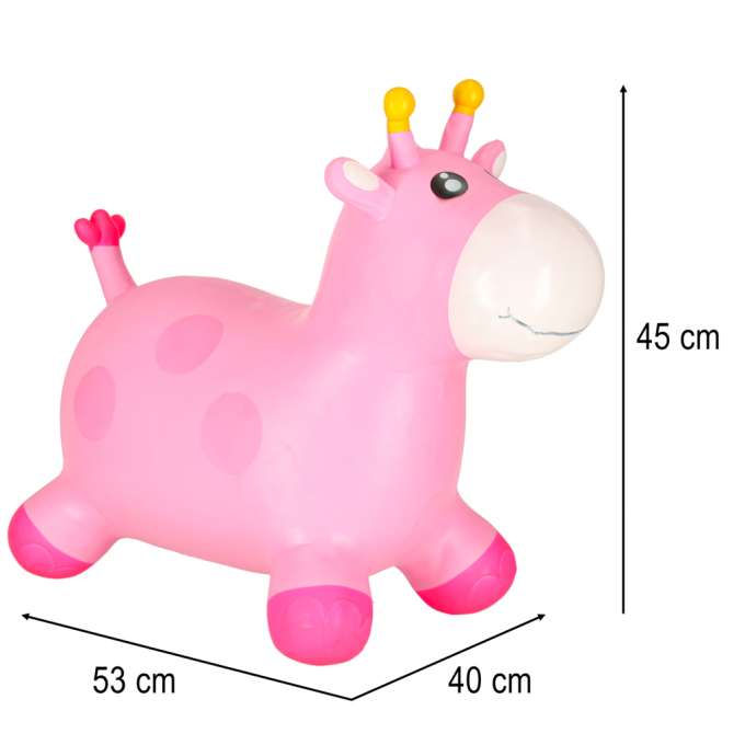 Children's bouncer with a pump pink rubber giraffe