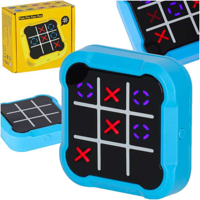 Kółko krzyżyk gra elektroniczna logiczna tic tac toe konsola przenośna niebieska