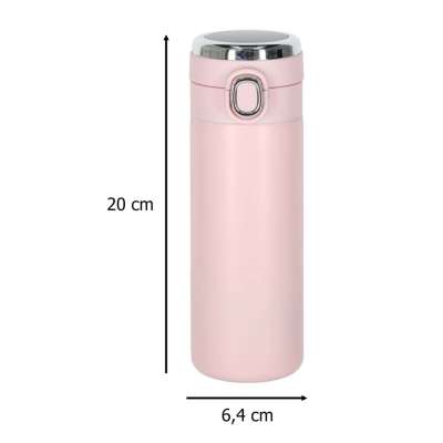 Kubek termiczny z ustnikiem termos LED 420ml róż