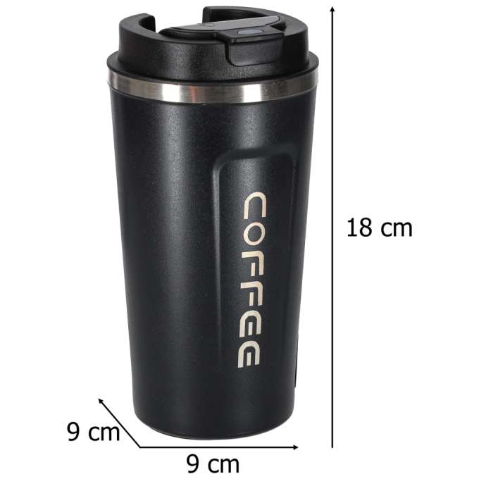 Kubek termiczny z ustnikiem termos LED 500ml czarn