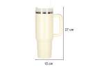 Kubek termiczny ze słomką i uchwytem termos 1200ml kremowy 6