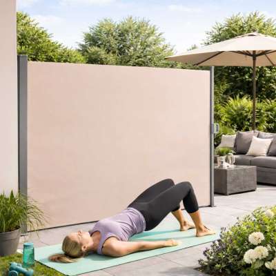 LUARO Lateral terrace awning retractable screen 180 x 400 cm beige