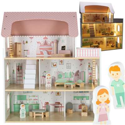 LULILO Peonio 70cm LED pink wooden dollhouse