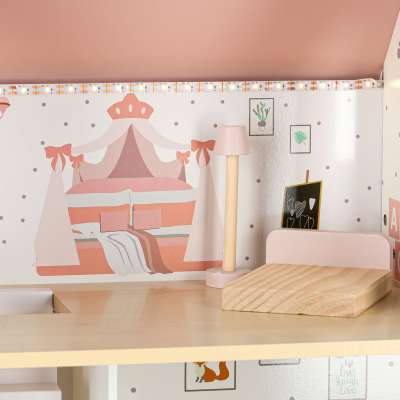 LULILO Peonio 70cm LED pink wooden dollhouse