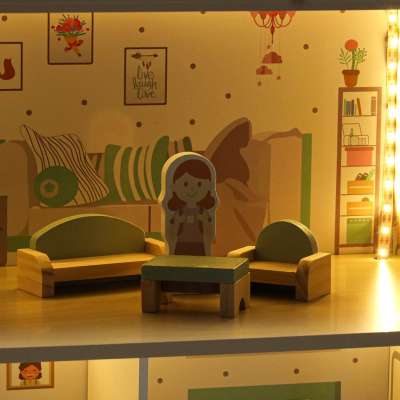 LULILO Peonio 70cm LED pink wooden dollhouse