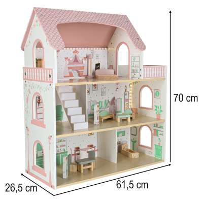 LULILO Peonio 70cm LED pink wooden dollhouse