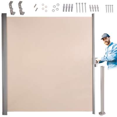 Lateral terrace awning retractable screen 180 beige