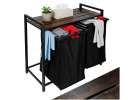 Laundry basket 2 compartments with shelf 76l 4