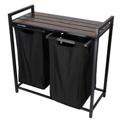 Laundry basket 2 compartments with shelf 76l