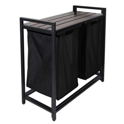 Laundry basket 2 compartments with shelf 76l