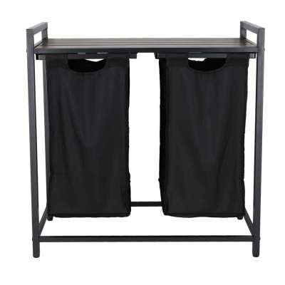 Laundry basket 2 compartments with shelf 76l