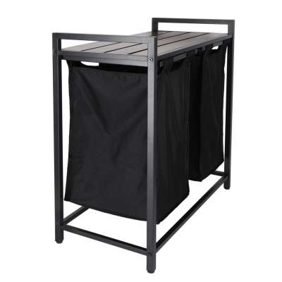 Laundry basket 2 compartments with shelf 76l