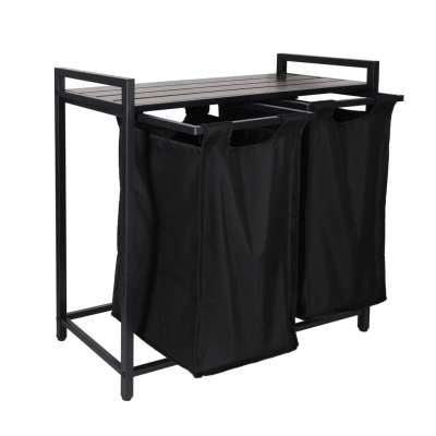 Laundry basket 2 compartments with shelf 76l