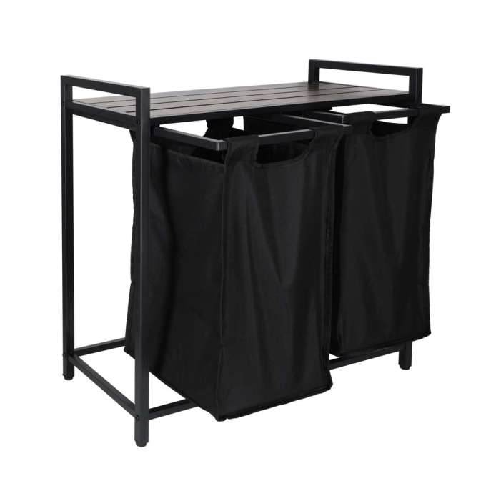 Laundry basket 2 compartments with shelf 76l