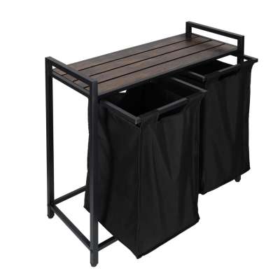 Laundry basket 2 compartments with shelf 76l