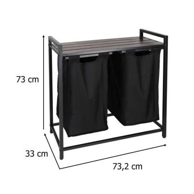 Laundry basket 2 compartments with shelf 76l