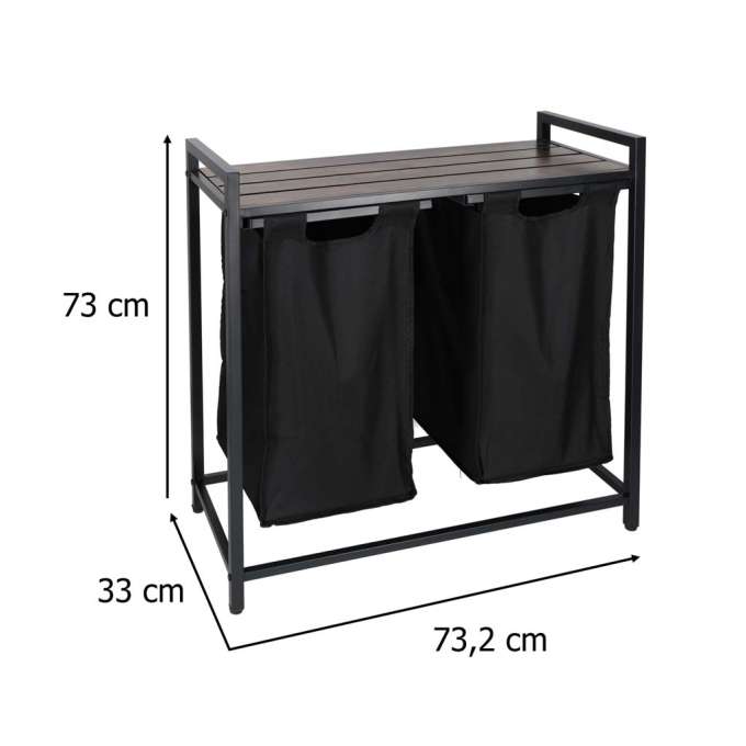 Laundry basket 2 compartments with shelf 76l