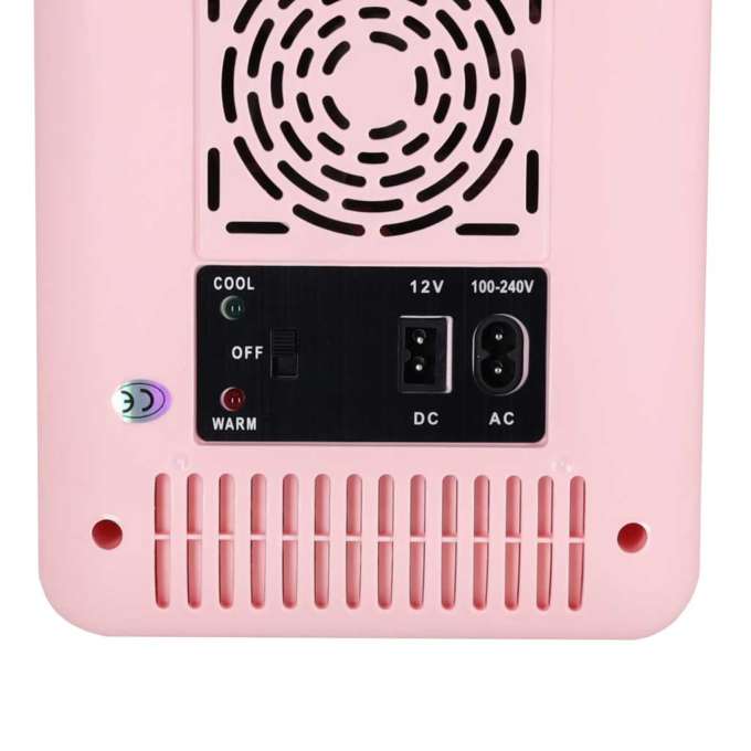 Lodówka turystyczna elektryczna samochodowa mini na jedzenie kosmetyki grzanie chłodzenie 2w1 4L różowa